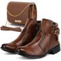 Imagem de Bota feminina de montaria com zíper lateral country e bolsa