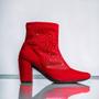 Imagem de Bota Feminina Knit Brilho Vermelho