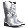 Imagem de Bota Feminina Prata Craquelado Country Western Texana Salto