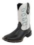 Imagem de Bota Feminina Texana Country em Couro Com Bordado Arame Bico Quadrado Preto Off White