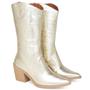 Imagem de Bota Feminina Texana Western Country Cano Médio Metalizado Ouro Light