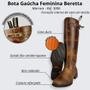Imagem de Bota Feminina Tradicional Gaúcha Original Beretta Couro Marrom Fóssil Madeira - Ref. 3006