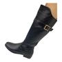 Imagem de Bota Feminino Mooncity 72085 Montaria Cano Longo Salto Baixo Ziper Fivela