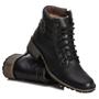Imagem de Bota Feminino Preto De Couro Fechamento Cadarço Salto Baixo