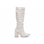 Imagem de Bota Franzida Feminina Cano Longo Salto 9cm Off White 1-001B