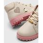 Imagem de Bota Infantil Molekinha Coturno Corações - Creme e Rosa