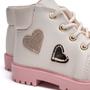 Imagem de Bota Infantil Molekinha Coturno Corações Off White/Rosa