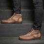 Imagem de Bota Masculina Robusta De Couro Cano Curto Confortável Resistente Ideal Com Calça Jeans