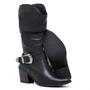 Imagem de Bota Texana Cano Médio de Couro Franzido Bico Fino Preto Mod.3015 Tróia