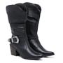 Imagem de Bota Texana Cano Médio de Couro Franzido Bico Fino Preto Mod.3015 Tróia