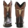 Imagem de Bota Texana Country Masculina Couro Bico Quadrado Bordada