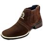 Imagem de Bota Texana Country Rodeio Masculina Botina Couro Nobuck Bordado Botinha Cano Curto Baixo 3040