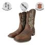 Imagem de Bota Texana De Mulher Country Goyazes Oficial Bico Quadrado Cano Méldio Marrom - Ref.233207-CF