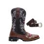 Imagem de Bota Texana Feminina Country Texas Gold Bordado Rosa com Cinto Exclusivo 10000