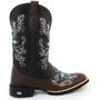 Imagem de Bota Texana Feminina Couro Country Bico Quadrado Café Azul 10000