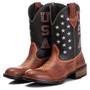 Imagem de Bota Texana Masculina Couro Cano Alto Estrelas Zíper Estilo