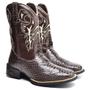 Imagem de Bota Texana Masculina Couro Jacaré Country Estilo Bordado