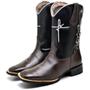 Imagem de Bota Texana Masculina Couro Solado Borracha Bordada Country