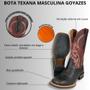 Imagem de Bota Texana Masculina Goyazes Bico Quadrado Flex Couro Marrom R.241503-CP