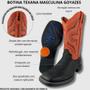 Imagem de Bota Texana Masculina Original Goyazes Couro Pit Stop Preto Orange Bico Quadrado Flex Preto - Ref. 241504-CF