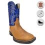 Imagem de Bota Texana Masculina Original Jácomo Couro Legítimo Marrom E Azul Cano Médio Ref.3041FXD