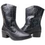 Imagem de Bota Western Couro Feminina Modelo Marcante Moda Country Bico Fino Salto Grosso e Baixo