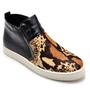 Imagem de Botinha Animal Print Tênis Casual Feminino Cano Curto Zíper Lateral Solado Flatform Versátil Estilosa