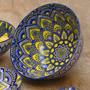 Imagem de Bowl de Cerâmica Estampado Mandala Azul e Amarelo Grande - PraCaza