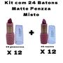 Imagem de Box com 24 Batom Bala Matte Fenzza Efeito Com Óleo De Rícino - Cores 3 e 5