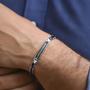 Imagem de Bracelete Masculino Couro Rosso Com Aço Black E Zircônia Rosso