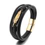 Imagem de Bracelete Pulseira Masculino Couro Luxuoso Minimalista Folha