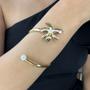 Imagem de Bracelete Regulável Flor e Pérola Central Banhado em Ouro 18k