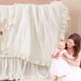 Imagem de Brandream Boho Bohemian Girl Baby Nursery Berço Cama Saia Dust Ruffle - Neutro Solid Color Bege Cream Off White Farmhouse Chic 100% Washed Cotton Ruffle