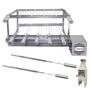 Imagem de Brasa Grill Gira 5 Espetos para Churrasqueira Pré Moldada de 65cm + Grelha Moeda 50x40 + 2 Espetos Picanha
