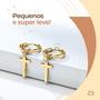 Imagem de Brinco argola aço cruz 14mm original banhado redondo dourado inox social qualidade premium casual