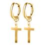 Imagem de Brinco argola aço cruz 14mm original banhado redondo dourado inox social qualidade premium casual