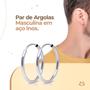 Imagem de Brinco Argola Aço Inox Cirúrgico - Par Masculino Prata Mini  14 mm - Orizom