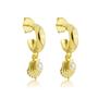 Imagem de Brinco Argola com Concha de Perola Banhado a Ouro 18k