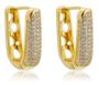Imagem de Brinco Argola em U Leda com 5 fileiras Cravejadas com Zircônias Cristal banhado em ouro 18k