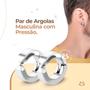 Imagem de Brinco argola inox masculino 1 par + feminino pressão aço 10mm moda pequeno unissex