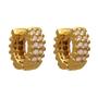 Imagem de Brinco Argola Pequeno com Duas Fileiras Cravejadas com Zircônias Transparentes Folheado em Ouro 18K Softjoias 