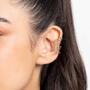 Imagem de Brinco banhado ouro 3x 24k 18k e 22k pressão femininos ear cuff piercing rommanel 3 aros 526674