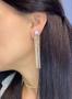 Imagem de Brinco base retangular cristal com fios de zirconia