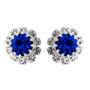 Imagem de Brinco Com Strass Azul Safira PRI Style Folheado A Prata Antialérgico BSPRI2591 P