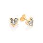 Imagem de Brinco coração folheado a ouro 18k com aplicação em Rhodium branco/526683