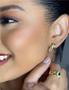 Imagem de Brinco ear cuff com filete oval liso e um cravejado com pedras cristal folheado a ouro 