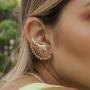 Imagem de Brinco Ear Cuff Pérolas e Zircônias Coloridas Banho Ouro 18K