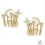 Imagem de Brinco Ear Hook de Lua e Estrela com Detalhes em Micro Zircônia