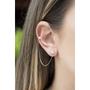 Imagem de Brinco Ear Line de Ouro 18k Corrente Piercing Com Zircônia Coração