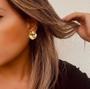 Imagem de Brinco Feminino Circular Martelado Amassado Banhado A Ouro 18k E Prata 925 Tendencia Bijuterias Finas